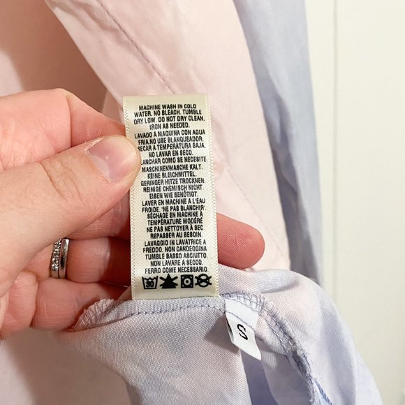 Anthropologie Cloth & Stone Tencel Blue/Pink Dip/Tie Dye Button Up Size Small - Picture 13 of 13